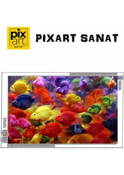 Neon Renklerdeki Balıklar Pixart Sanat Elmas Mozaik Tablo Diamond Türkiye 82*52 fırsatları