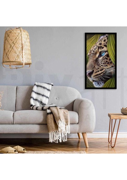 Doğada Mavi Gözlü Leopar Pixart Sanat Elmas Mozaik Tablo Diamond Türkiye 30*53 modelleri