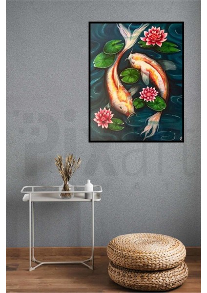 Göldeki Japon Balıkları Pixart Sanat Elmas Mozaik Tablo Diamond Türkiye 55*65 modelleri