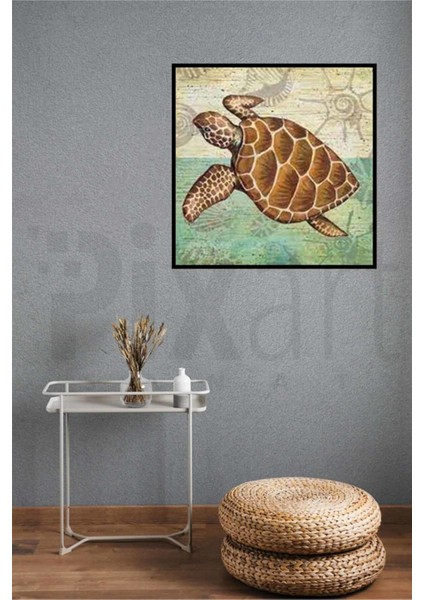 Kahverengi Su Kaplumbağası Pixart Sanat Elmas Mozaik Tablo Diamond Türkiye 53*52 modelleri
