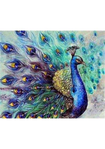 Ihtişamlı Tüyleriyle Tavus Kuşu Pixart Sanat Elmas Mozaik Tablo Diamond Türkiye 77*65