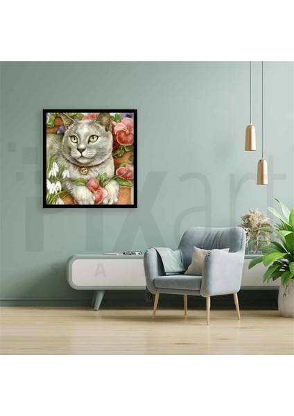 British Gri Kedi Pixart Sanat Elmas Mozik Tablo Daimond Türkiye 58*60 fiyatları