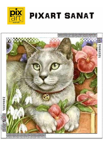 British Gri Kedi Pixart Sanat Elmas Mozik Tablo Daimond Türkiye 58*60 fırsatları