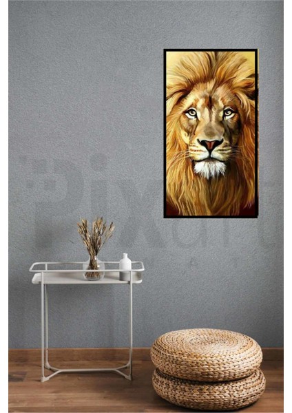 Asil Duruşuyla Aslan Pixart Sanat Elmas Mozik Tablo Daimond Türkiye 35*63 modelleri