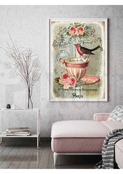 Tatlı Kuş ve Fincan Pixart Sanat Elmas Mozaik Tablo Diamond Türkiye 48*51 fiyatları