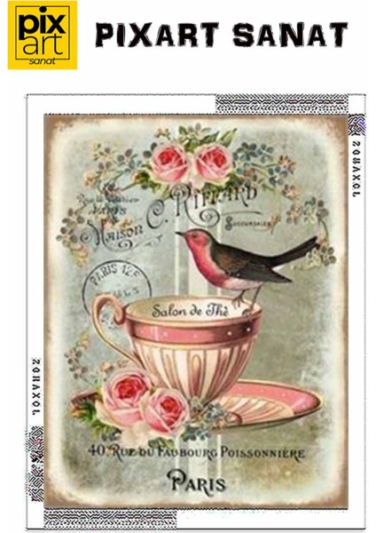 Tatlı Kuş ve Fincan Pixart Sanat Elmas Mozaik Tablo Diamond Türkiye 48*51 fırsatları