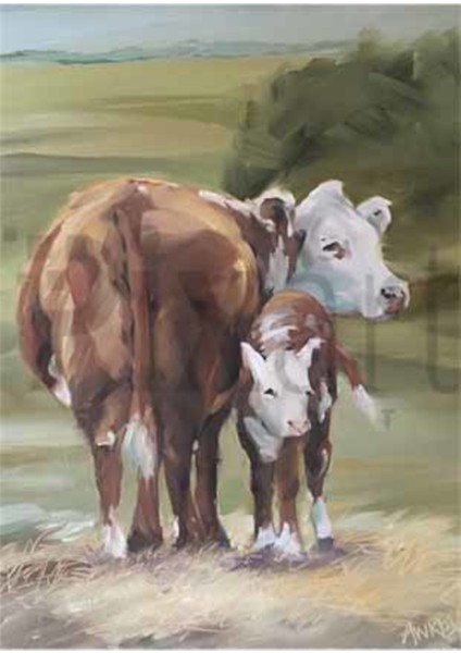 Inek Ve Yavrusu 40 x 60 Elmas Mozaik Tablo