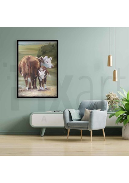 Inek Ve Yavrusu 40 x 60 Elmas Mozaik Tablo modelleri