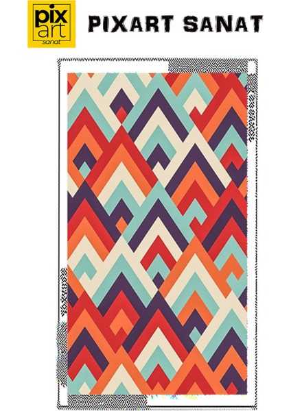 Renkli Geometrik Desen 38 x 69 Elmas Mozaik Tablo fırsatları