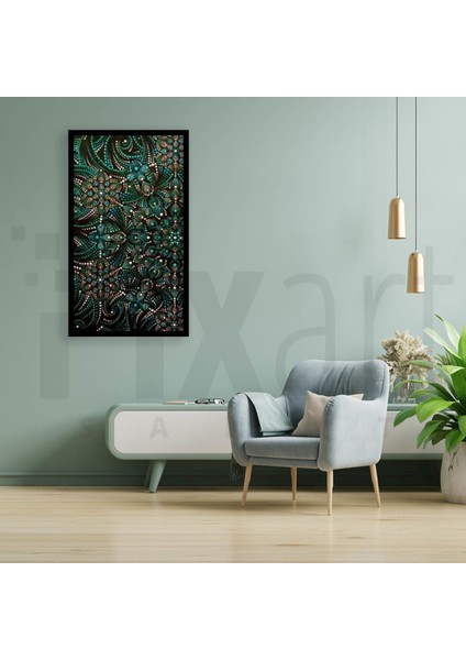 Zarif Yeşil Desen Pixart Sanat Elmas Mozaik Tablo Diamond Türkiye 43*76 fiyatları