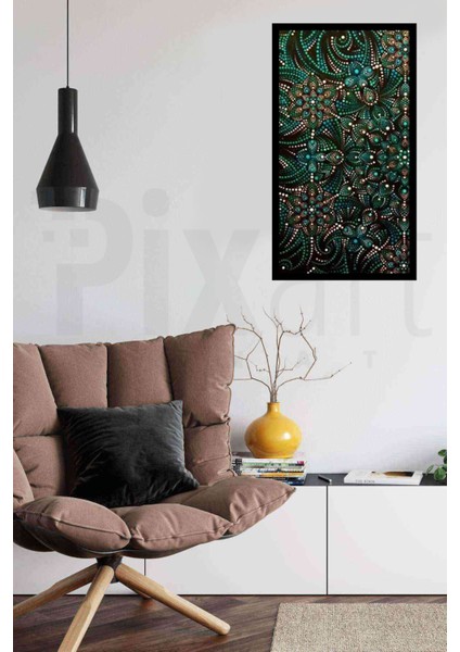 Zarif Yeşil Desen Pixart Sanat Elmas Mozaik Tablo Diamond Türkiye 43*76 modelleri