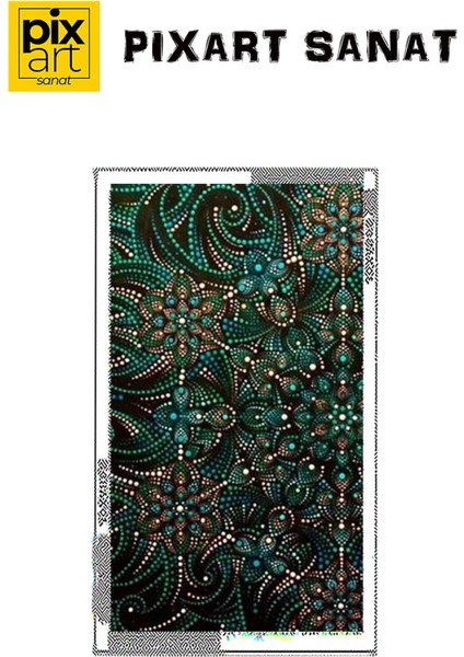 Zarif Yeşil Desen Pixart Sanat Elmas Mozaik Tablo Diamond Türkiye 43*76 fırsatları