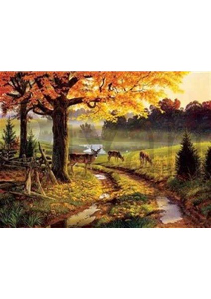 Son Bahar ve Geyikler Pixart Sanat Elmas Mozik Tablo Daimond Türkiye 72*52