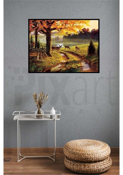 Son Bahar ve Geyikler Pixart Sanat Elmas Mozik Tablo Daimond Türkiye 72*52 modelleri