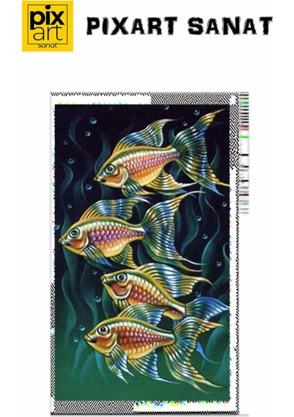 Parlak Balıklar Pixart Sanat Elmas Mozik Tablo Daimond Türkiye 43*71 fırsatları