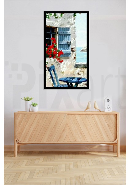 Kırmızı Çiçekli Taş Ev Pixart Sanat Elmas Mozaik Tablo Diamond Türkiye Elmas Mozaik Tablo Diamond Türkiye 36*51 modelleri