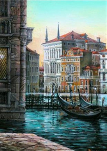 Venedikte Gondollar Pixart Sanat Elmas Mozaik Tablo Diamond Türkiye 43 x 61 cm