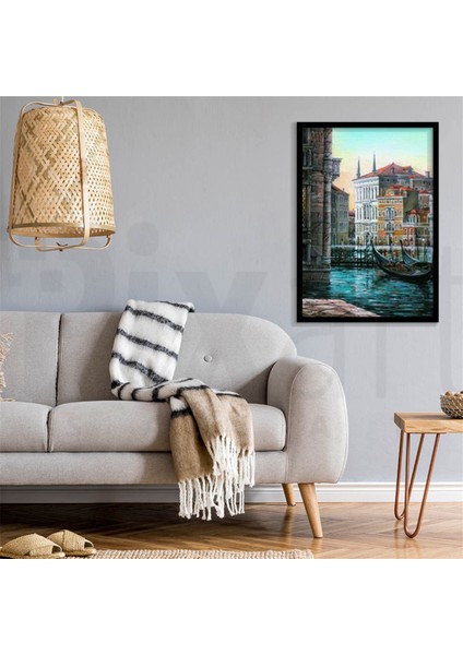 Venedikte Gondollar Pixart Sanat Elmas Mozaik Tablo Diamond Türkiye 43 x 61 cm modelleri