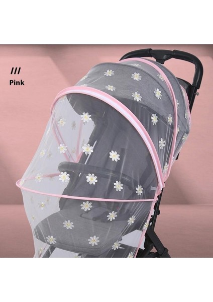 Pram Cibinlik Tam Kapak Bebek Sivrisinek Önleyici Kapak Nakış Gazlı Bez Güneşlik Perde Yaz Nefes Alabilir (Yurt Dışından)