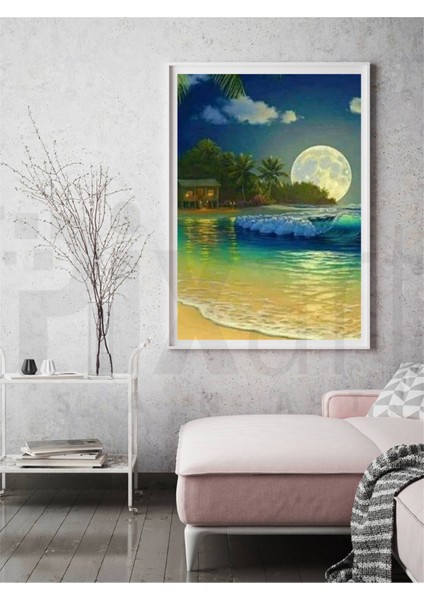 Dolunay Manzarası Pixart Sanat Elmas Mozaik Tablo Diamond Türkiye 35 x 50 cm fiyatları