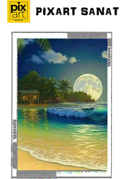 Dolunay Manzarası Pixart Sanat Elmas Mozaik Tablo Diamond Türkiye 35 x 50 cm fırsatları