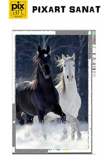 Karlarda Koşan Iki At Pixart Sanat Elmas Mozik Tablo Daimond Türkiye 43*66 fırsatları