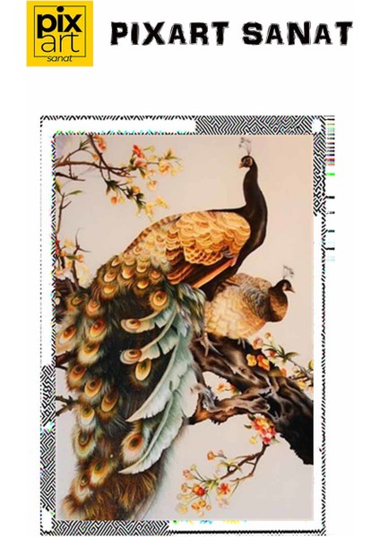 Daldaki Mühteşem Tavus Kuşları PixArt Sanat Elmas Mozik Tablo Daimond Türkiye fırsatları