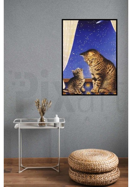 Balkon Manzarasında Anne Kedi ve Yavrusu Pixart Sanat Elmas Mozik Tablo Daimond Türkiye 55*76 modelleri