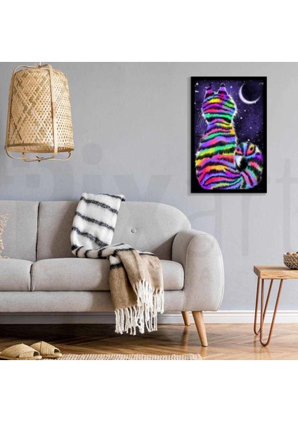 Gece Kedisi Pixart Sanat Elmas Mozik Tablo Daimond Türkiye 43*63 modelleri
