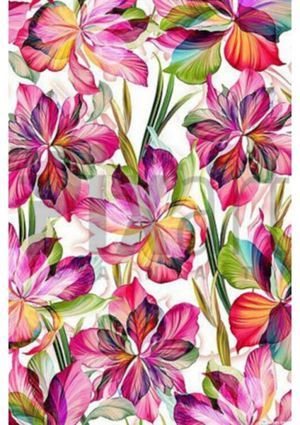 Pembe Cicekler Desen 44 x 74 Elmas Mozaik Tablo