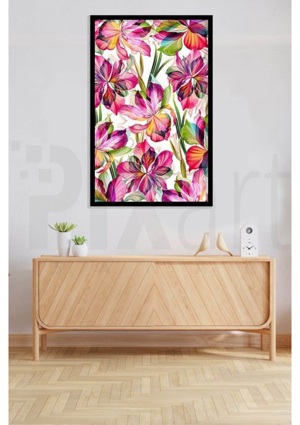 Pembe Cicekler Desen 44 x 74 Elmas Mozaik Tablo