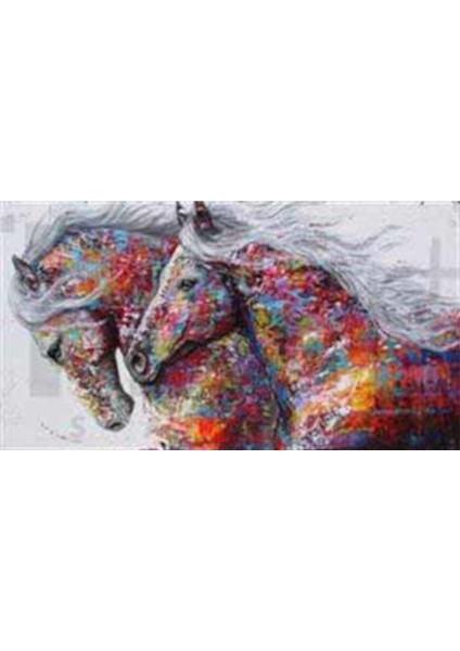 Renkli Vücutlarıyla Farklı Atlar Pixart Sanat Elmas Mozik Tablo Daimond Türkiye 96*53