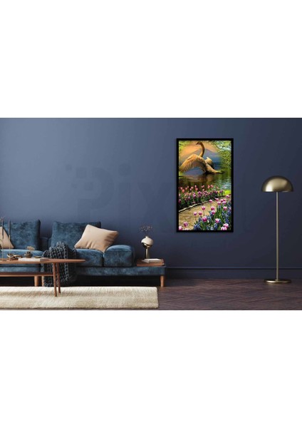 Büyülü Göldeki Devasa Kuğu Pixart Sanat Elmas Mozik Tablo Daimond Türkiye 40*66 fiyatları