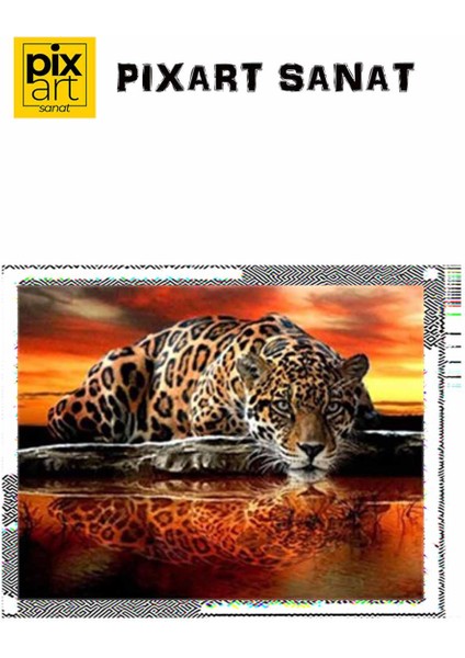 Gün Batımı Işıklarında Leopar Pixart Sanat Elmas Mozik Tablo Daimond Türkiye 62*52 fırsatları