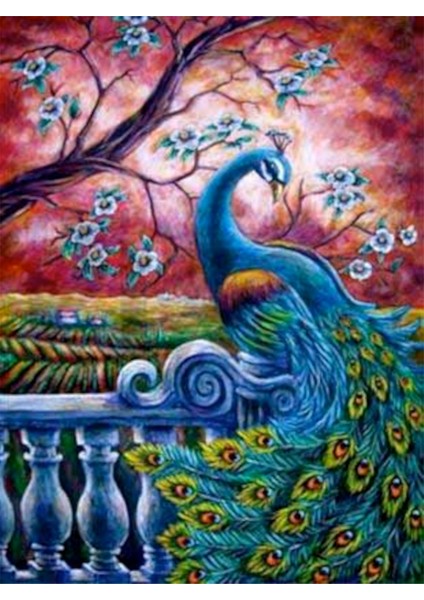 Mavi Güzeli Tavus Kuşu Pixart Sanat Elmas Mozik Tablo Daimond Türkiye 45*60