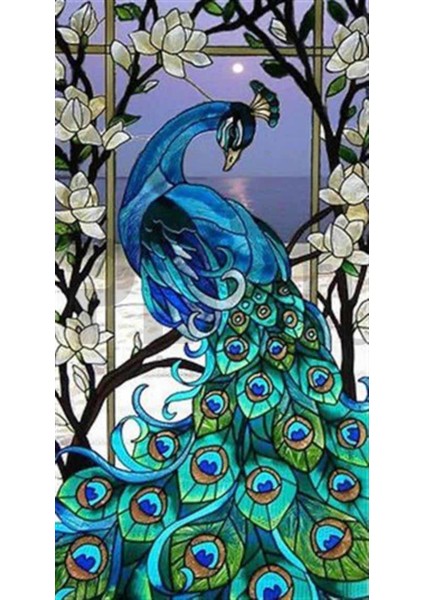 Çerçevedeki Tavuskuşu Pixart Sanat Elmas Mozik Tablo Daimond Türkiye 32*60