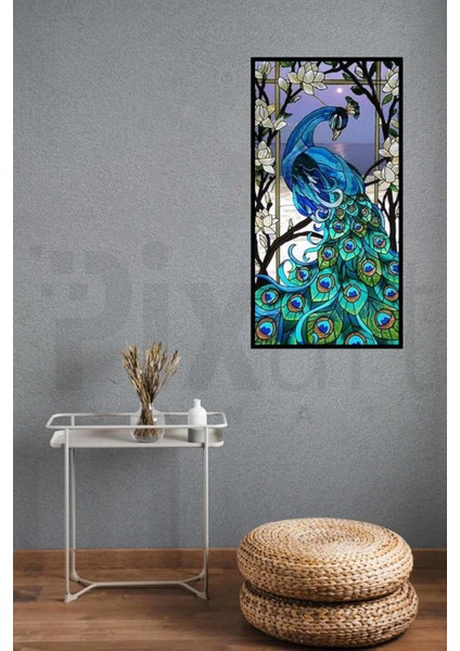 Çerçevedeki Tavuskuşu Pixart Sanat Elmas Mozik Tablo Daimond Türkiye 32*60 modelleri