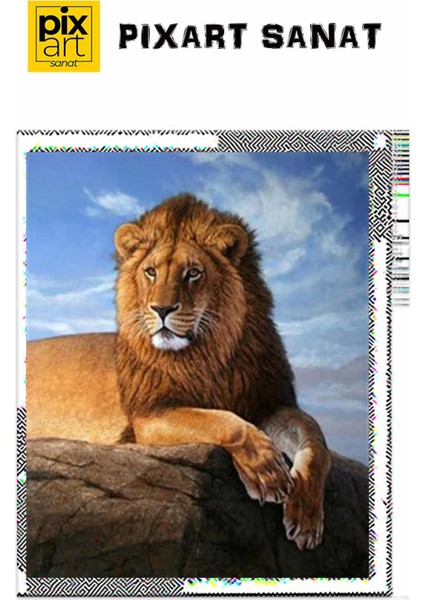 Zirvedeki Aslan Pixart Sanat Elmas Mozik Tablo Daimond Türkiye 43*53