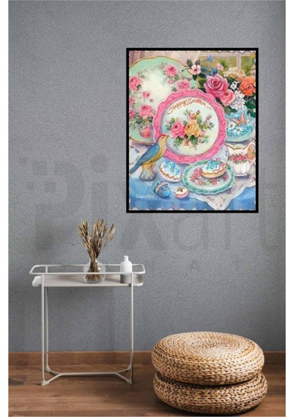 Çiçekli Tabak Seti Pixart Sanat Elmas Mozaik Tablo Diamond Türkiye 46*56 fiyatları