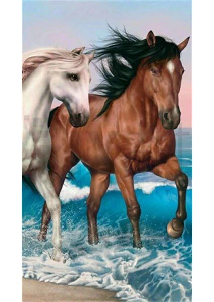 Serinliyen Atlar Pixart Sanat Elmas Mozik Tablo Daimond Türkiye 30*53