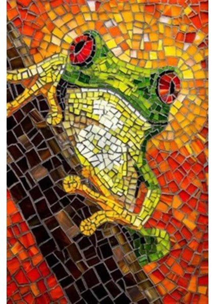 Mozaik Kırmızı Gözlü Kurbağa Pixart Sanat Elmas Mozik Tablo Daimond Türkiye 43*66