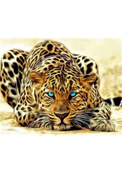 Mavi Gözlü Kaplan Pixart Sanat Elmas Mozik Tablo Daimond Türkiye 30*52