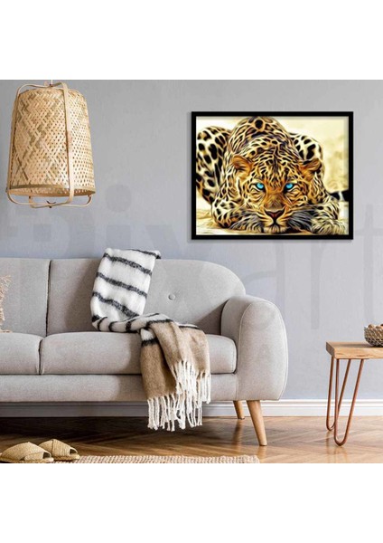 Mavi Gözlü Kaplan Pixart Sanat Elmas Mozik Tablo Daimond Türkiye 30*52 fiyatları