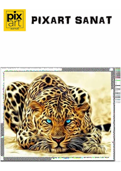 Mavi Gözlü Kaplan Pixart Sanat Elmas Mozik Tablo Daimond Türkiye 30*52 fırsatları