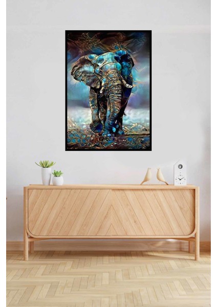 Mavi Altın Detaylı Fil Pixart Sanat Elmas Mozik Tablo Daimond Türkiye 45*60 fiyatları