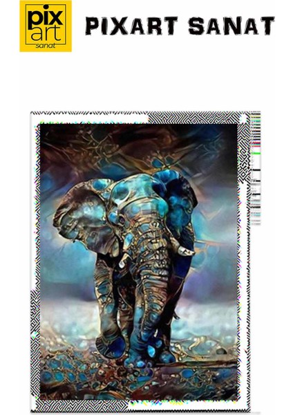 Mavi Altın Detaylı Fil Pixart Sanat Elmas Mozik Tablo Daimond Türkiye 45*60 fırsatları