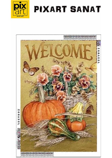 Balkabakları ve Çiçekler Pixart Sanat Elmas Mozaik Tablo Diamond Türkiye 33*51 fırsatları