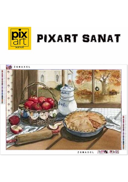 Elmalı Turta Pixart Sanatelmas Mozaik Tablo Diamond Türkiye 51*36 fırsatları