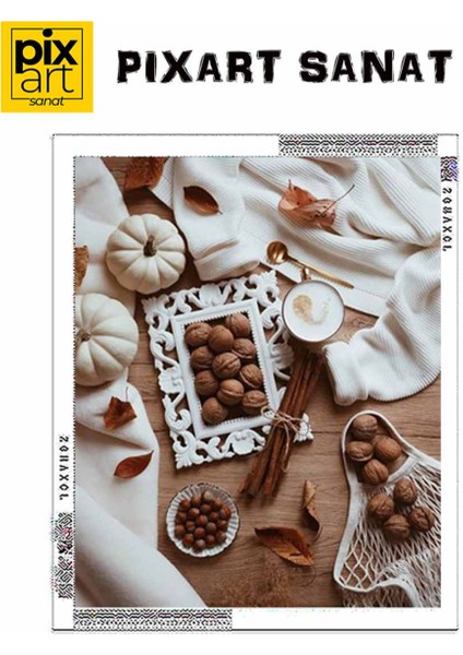 Kuruyemisler Ve Sicak Sahlep 43 x 61 Elmas Mozaik Tablo fırsatları
