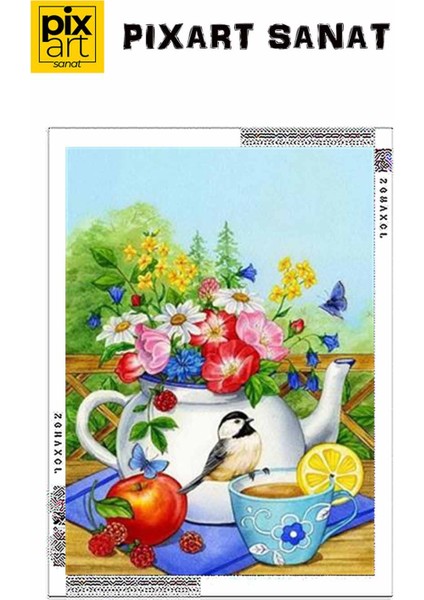 Çaydanlıktaki Çiçekler Pixart Sanat Elmas Mozaik Tablo Diamond Türkiye 41*56 fırsatları